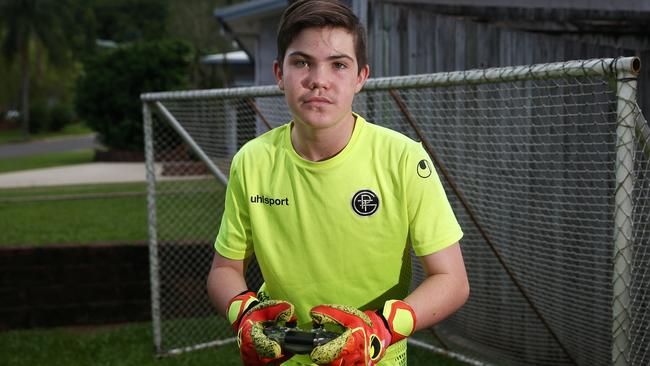 Myles Howard is a gamer in many respects, pictured here prior to competing in the Football Queensland's E-series championships in 2020. Picture: Brendan Radke