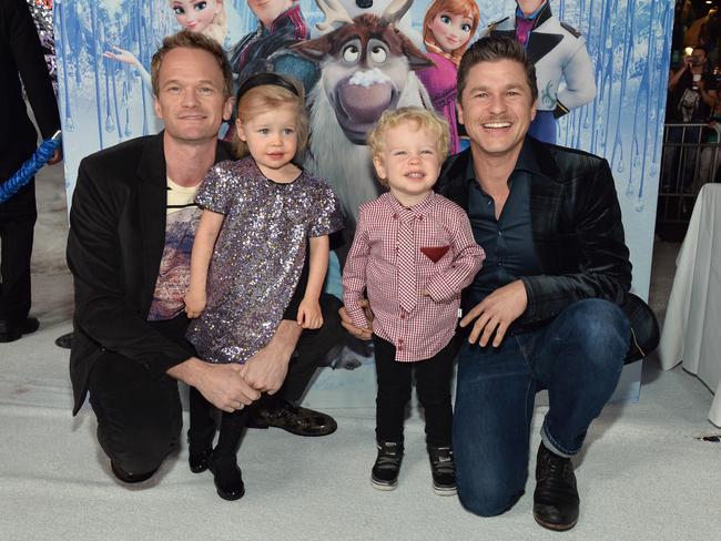 Neil Patrick Harris and David Burtka with their twins, Harper and Gideon. Picture: Alberto E. Rodriguez