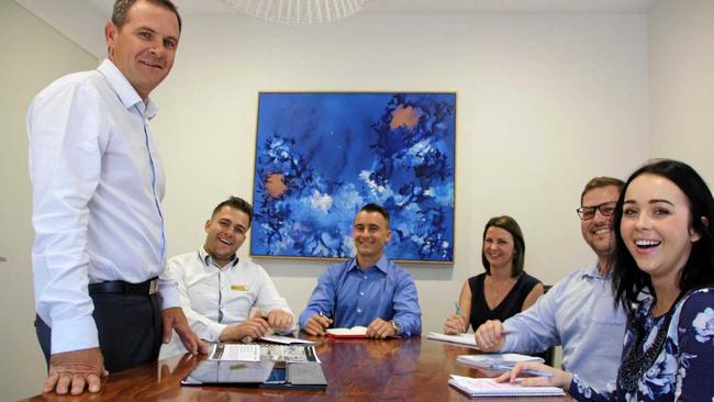 Century 21 on Duporth principal Damien Said with team members Ryan Tomlinson, Jamie Smith, Kristie Cannon, Andrew Richardson and Sarah Beckman at the Maroochydore office. Picture: Erle Levey