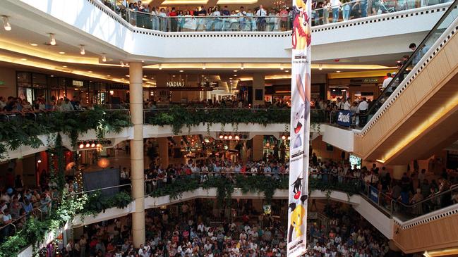 Westfield turns into a concert hall when celebrities visit. Fans mobbed the balconies to see ‘Whispering Jack’ at Westfield in spring ‘96. Picture: Sandra Priestley