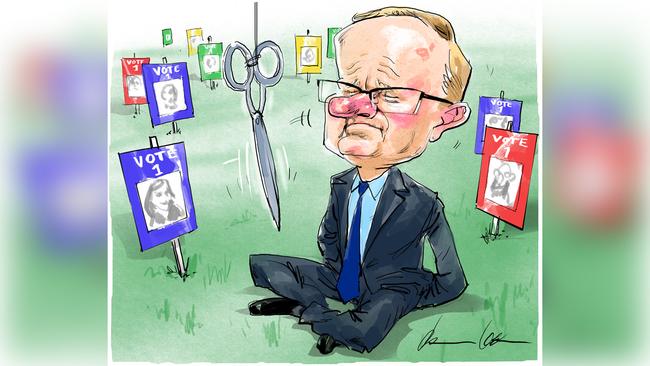 RBA governor Philip Lowe. Illustration: Johannes Leak.