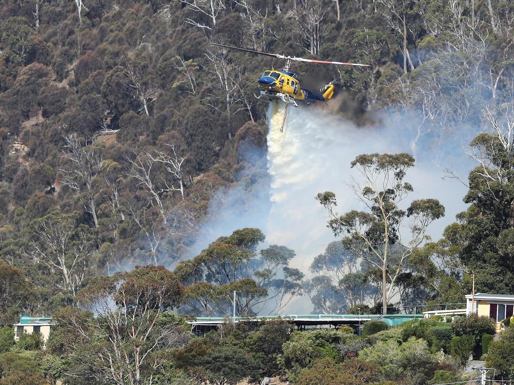 Property called 'No Where' being water bombed. Bushfire on Collinsvale Road Glenlusk. Picture: NIKKI DAVIS-JONES