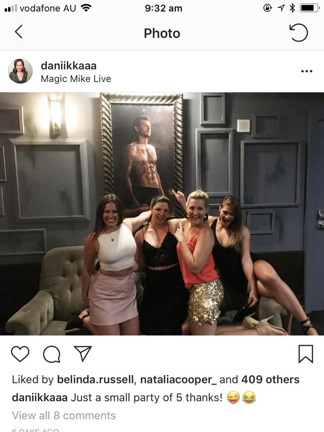 Presenter on hen’s night. Photo: instagram