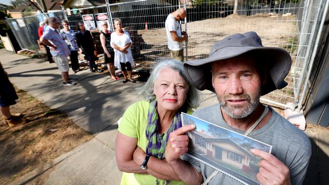 Irymple Avenue residents, including Debbie McColl-Davis and Ken Duxbury, were horrified the Jollys had demolished the house rather than restore it. Picture: Nicole Cleary