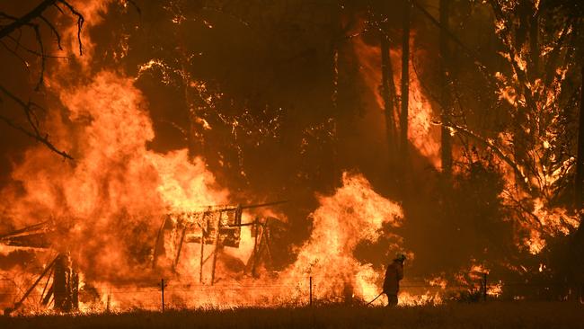 Rural Fire Service crews fight a fire at Bilpin, NSW. Picture: AAP Image/Dan Himbrechts