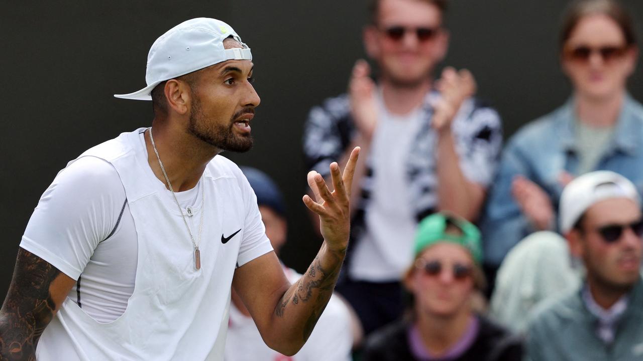 Nick Kyrgios was absolutely furious. (Photo by Adrian DENNIS / AFP)