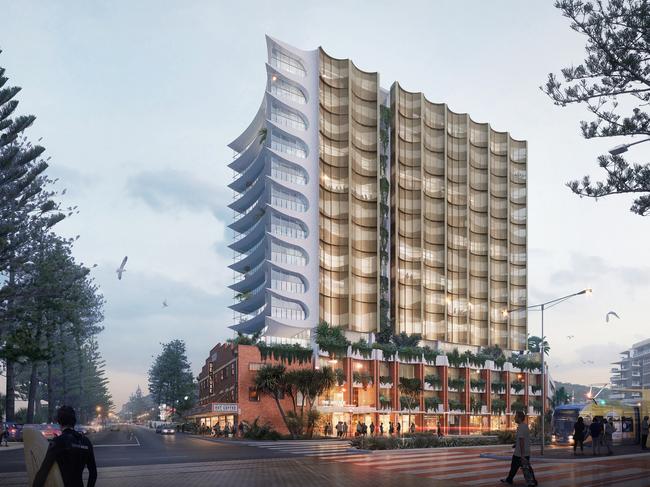 Artist impression of the De-Luxe apartments planned to be built at the Old Burleigh Theatre Arcade.