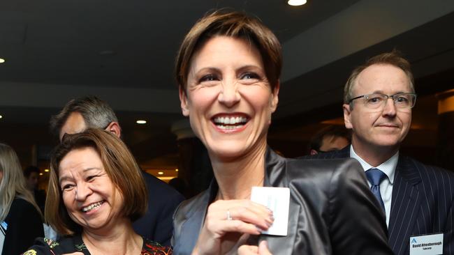 20/11/2017: (L-R) Managing Director of ABC Michelle Gurthie and Journalist Emma Alberici at the Business Council of Australia's annual dinner at Sheraton on the Park. Hollie Adams/The Australian