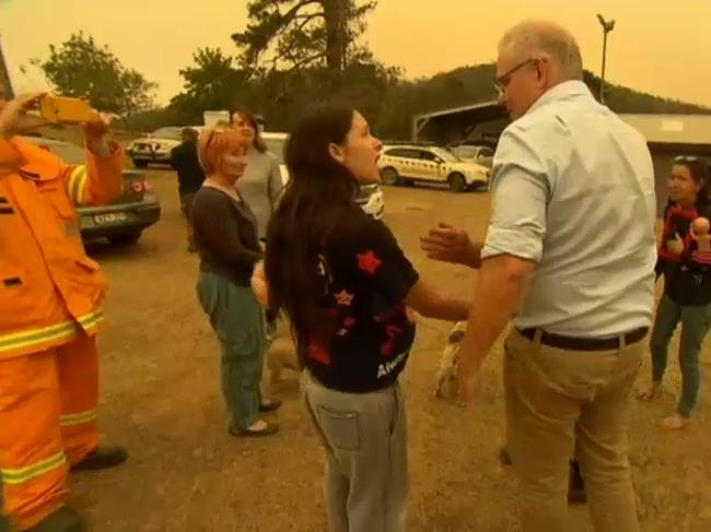 The PM came under fire as he visited bushfire affected communities in Cobargo during the bushfires of 2019/20. Picture: Supplied