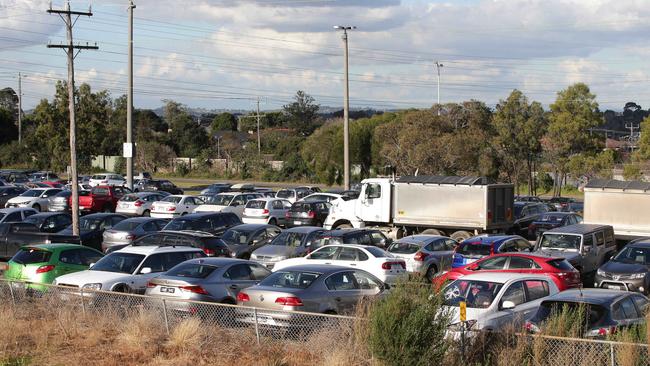 Commuters are struggling to find car spots at Watsonia station. Picture: Andrew Tauber.