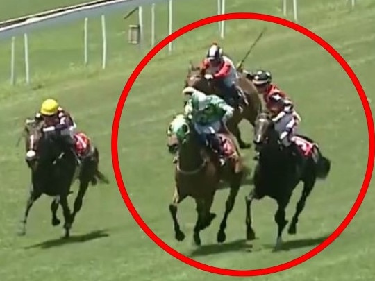 Jockey whips rival in shocking scenes