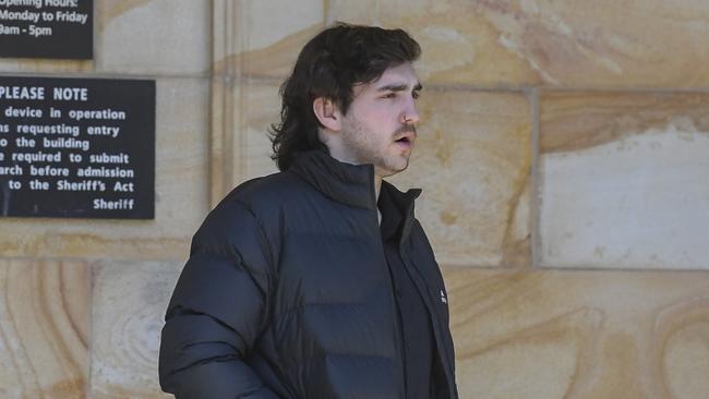 Seth Adrian Rigney, 23, leaves the Adelaide Magistrates Court charged with the death of Chloe Glasson and Shakeena Abdulla by dangerous driving in a crash in February 2024 at Korunye. Picture : Roy VanDerVegt