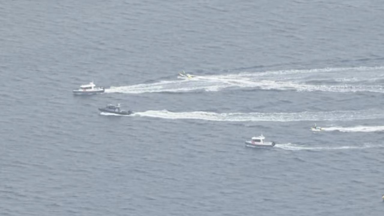 Vessels were seen speeding to the wreckage on Sunday afternoon. Picture: 7NEWS