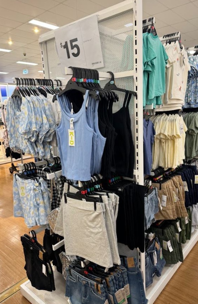 Kids clothing is now being placed on shelves based on sizing, rather than separating both size and gender, in many stores. Picture: Facebook/BigWMums