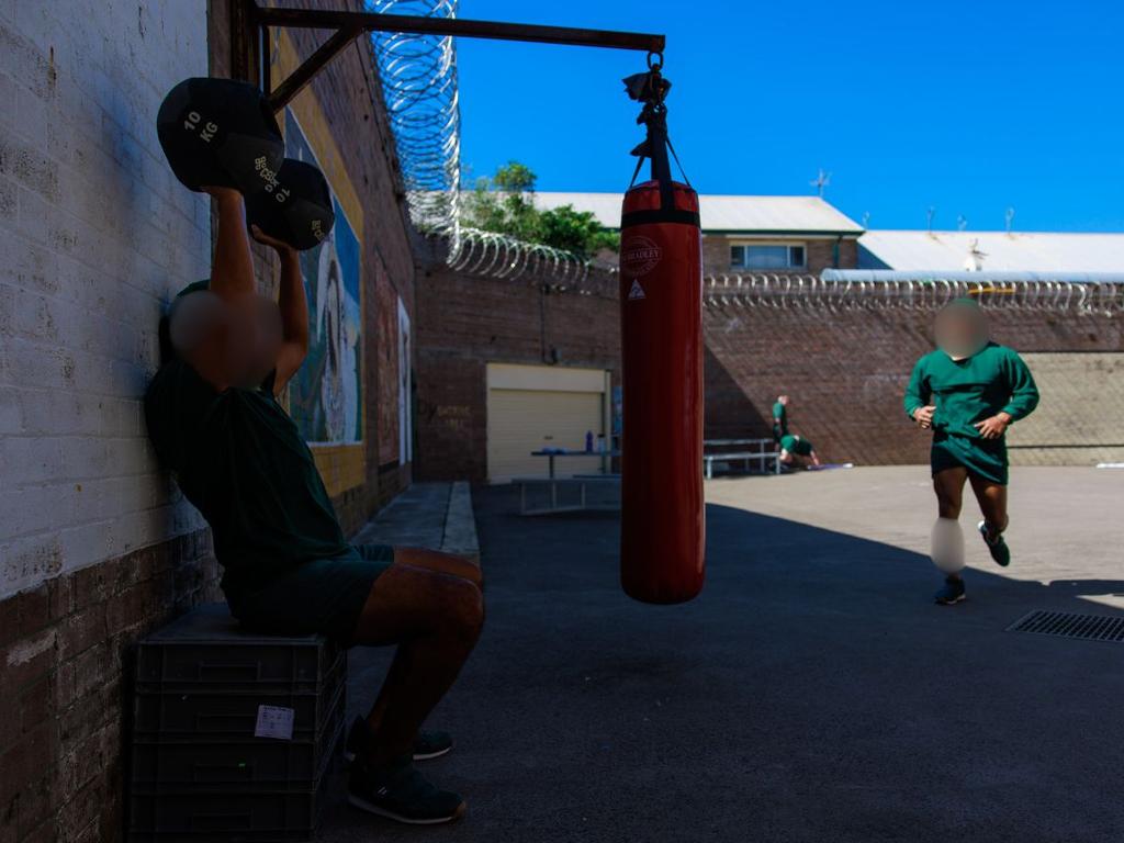 Inmates exercise at Long Bay Prison Sydney. Picture: Justin Lloyd.