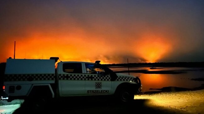 Smoke fills the sky near Loch Sport in East Gippsland. Picture: Berrys Creek CFA/Facebook