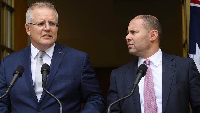 Prime Minister Scott Morrison and Treasurer Josh Frydenberg. Picture: Getty Images