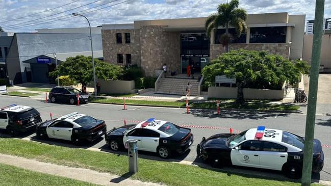 The former offices of collapsed investment firm Octaviar, aka MFS, on Hicks St, Southport, was transformed into an LAPD station for filming of La Brea. Picture: Facebook