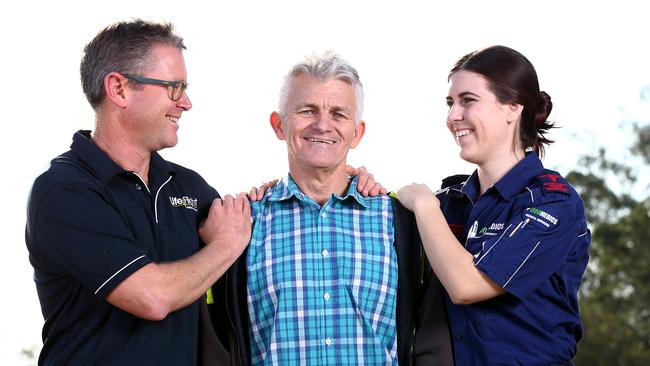 FOR SUNDAYS ONLY... Paul Reball suffered a massive heart attack running the B2B & was saved by an off duty doctor Dr Jeff Hooper and an on-course paramedic Madison Leighton-Jones among others. Pics Adam Head