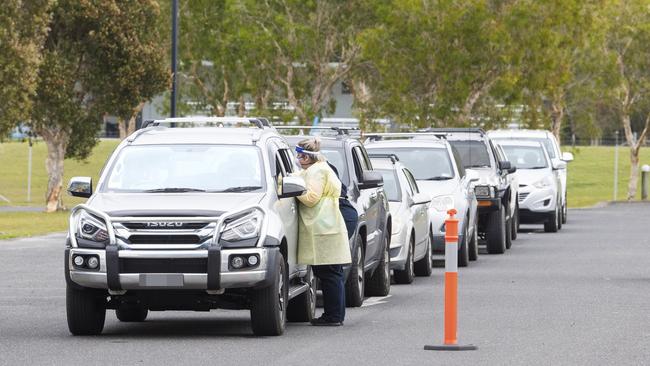 The Yamba drive through COVID-19 testing clinic opened on Thursday morning at the Raymond Laurie Sports Centre.