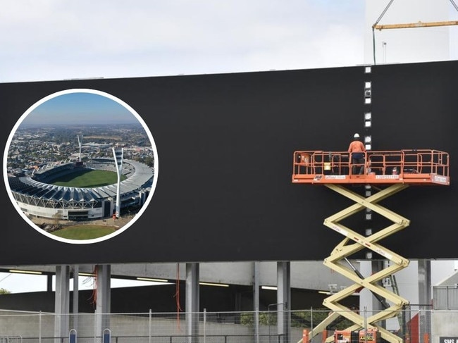 Upgrade of the GMHBA Stadium scoreboard is underway.