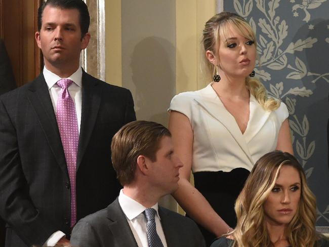 Donald Trump Jr. (L) and Tiffany Trump look on during the State of the Union address at the US Capitol in Washington. Picture: AFP/SAUL LOEB