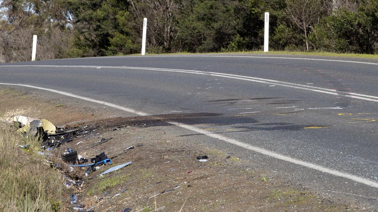 Fatal crash scene at South Arm Highway, Sandford.