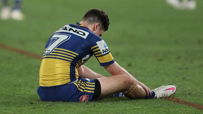 Mitchell Moses shattered after the loss. Picture: Brett Costello