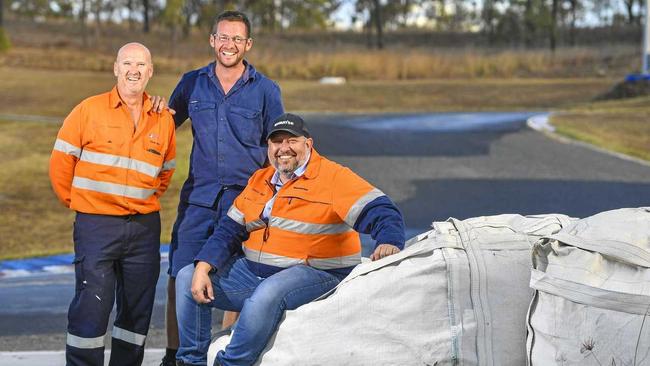 Gladstone Kart Club treasurer Darren Tiley, committee member Brad Fleetwood and president Greg Smith are celebrating the 40th anniversary of the club. Picture: Matt Taylor GLA020819KART