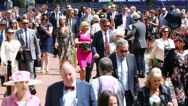 Racegoers arrive during Oaks Day at Flemington. Picture: Getty Images