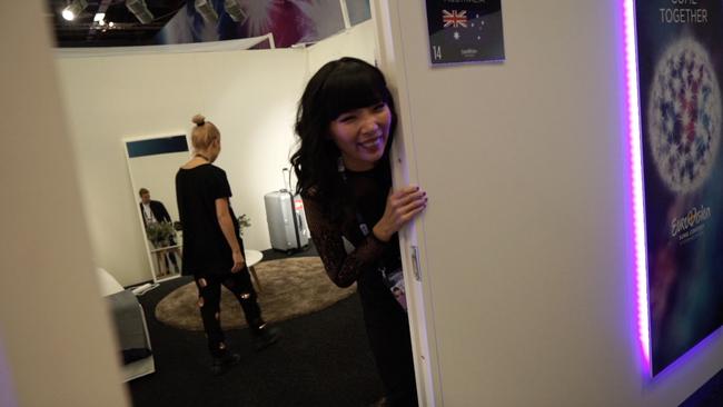 Dami Im in her dressing room at the Eurovision Song Contest in Stockholm. Picture: Supplied