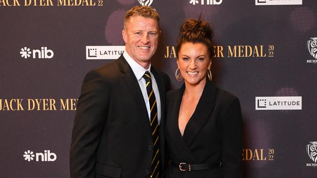 Damien Hardwick and Alexandra Crow. Pic: Morgan Hancock/AFL Photos