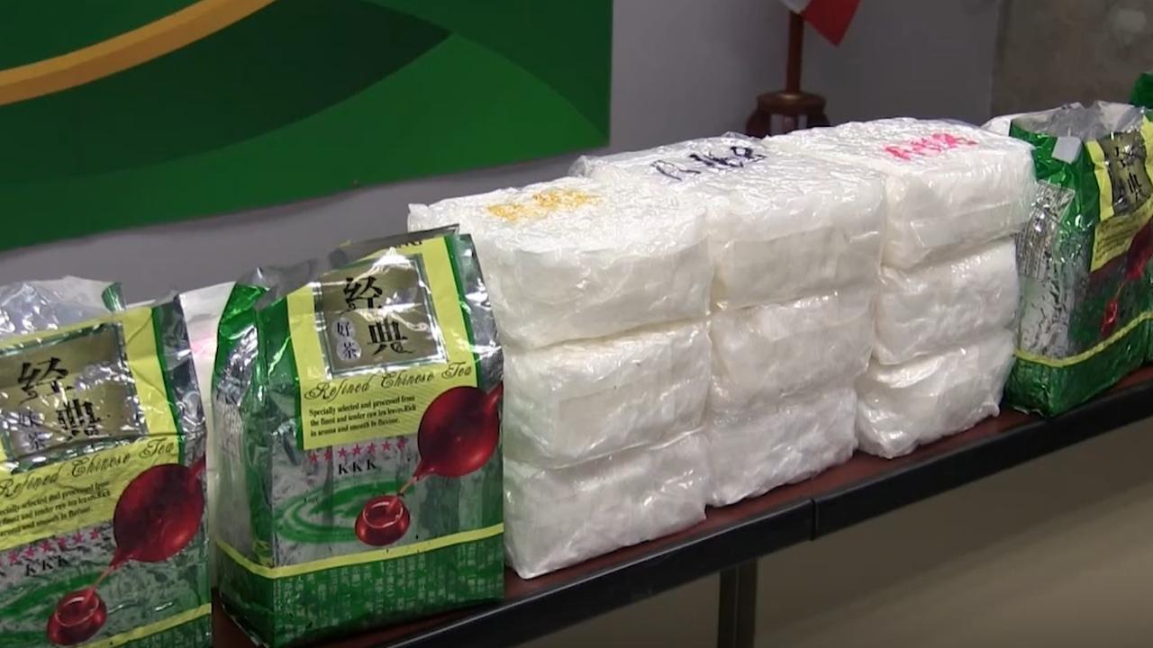 An Australian tourist was arrested at a Thai airport trying to smuggle 22kg of meth hidden in his luggage. Picture: Asia Pacific Press
