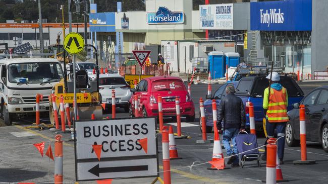 Roadworks at the Horne St and Gap Rd intersection in April, 2019. The intersection is now open. Picture: Rob Leeson