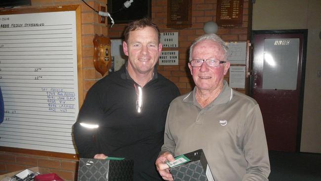 Robert Reeves the golfer in 2016 with his father-in-law Keith Allen.