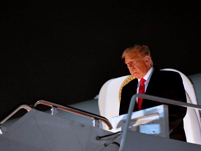 US President Donald Trump steps off Air Force One during his hectic campaign schedule. Picture: AFP