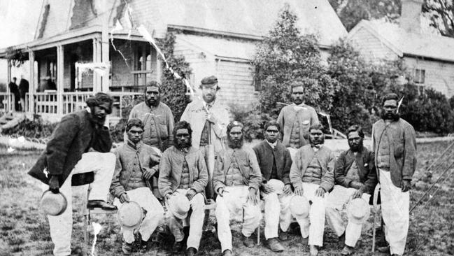 Wills, back row, with the Aboriginal XI cricket side he founded.