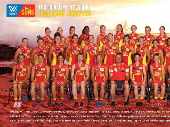 Screenshot of the Gold Coast Suns AFLW team poster.