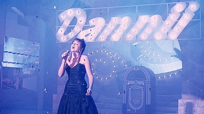 Dannii Minogue singing her final song on TV program Young Talent Time.