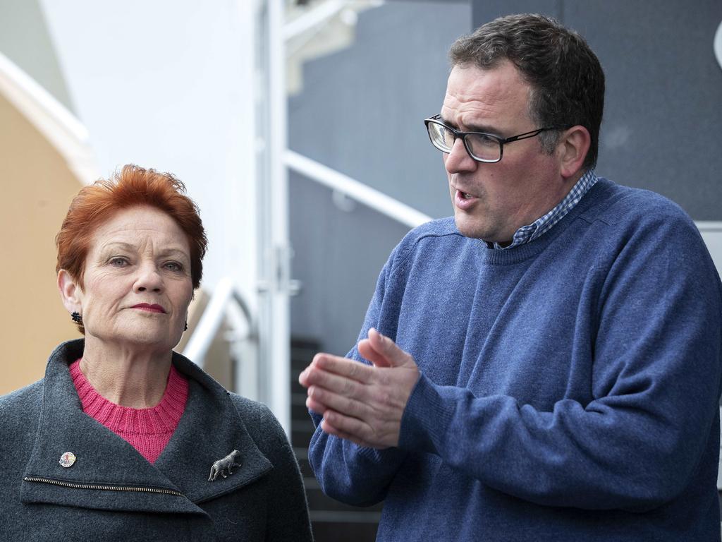 Senator Pauline Hanson and One Nation Senate candidate Steve Mav in Hobart. Picture: Chris Kidd.