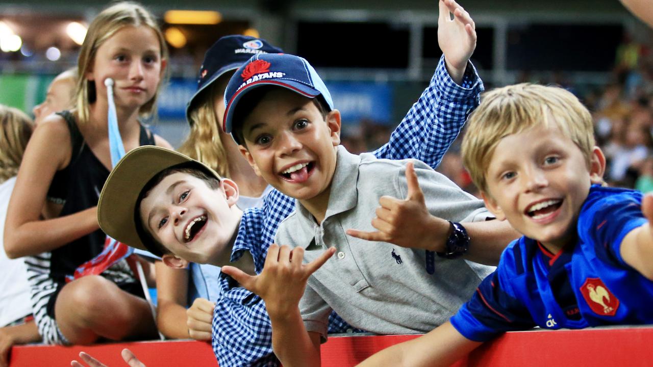 Young Waratahs fans during the a Super Rugby game at Allianz Stadium.