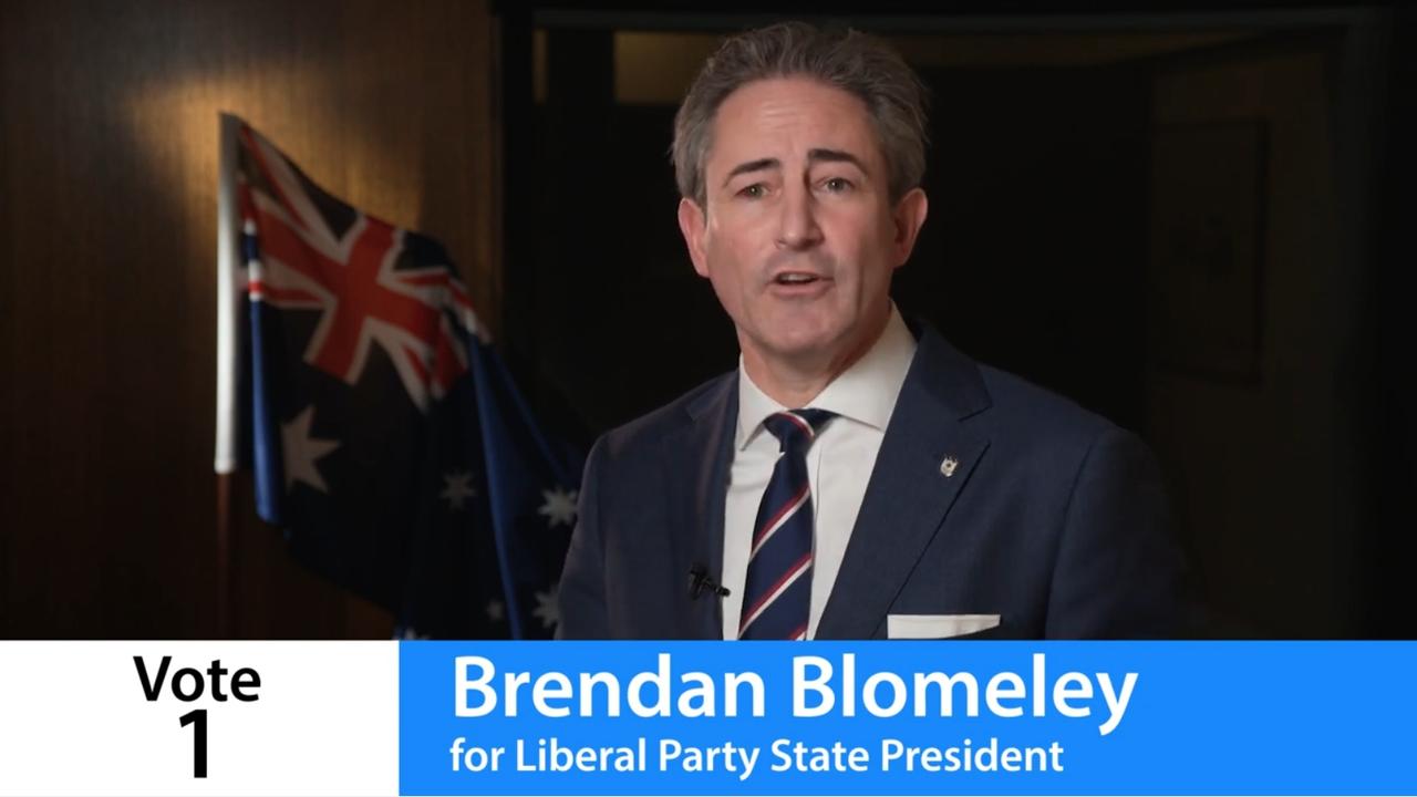 Tasmanian Liberal Party presidency candidate Brendan Blomeley in his video pitch to "disaffected members". Brendan Blomeley hoping for Liberal Party State President of Tasmania