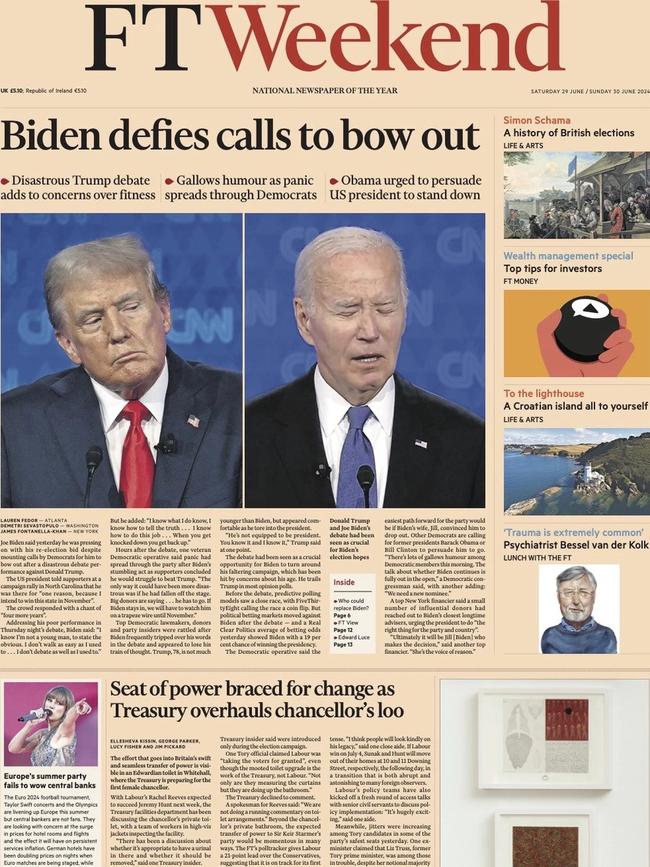 FT Weekend front page. Picture: Supplied