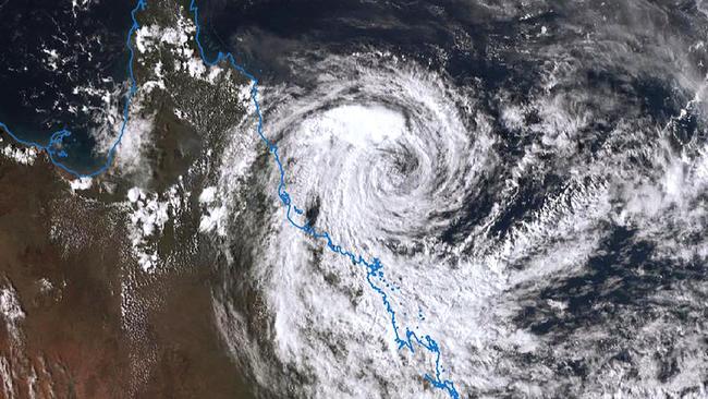 BOM satellite image of Cyclone Jasper off the coast of North QLD.