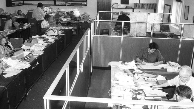 The Manly Daily newsroom in October 1977. Manly Daily