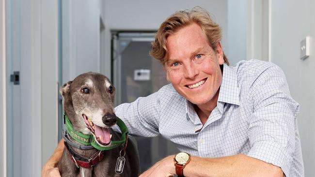 Dr Lewis Hunt with greyhound Heidi ahead of Sunday’s National Adoption Day Picture: Tim Hunter