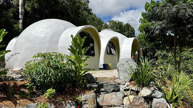 The aircrete dome home built in Flaxton by artist Cath Wild. Picture: Supplied