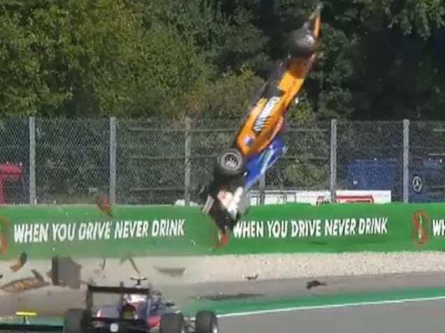 Australian Formula 3 driver Alex Peroni survived this spectacular crash. Picture: FOX SPORTS