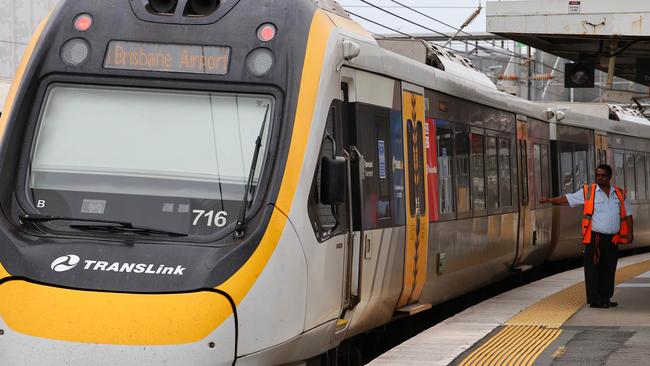 Treasurer Cameron Dick and Transport Minister Bart Mellish announced half-price Airtrain fares on the weekend. Picture: David Clark