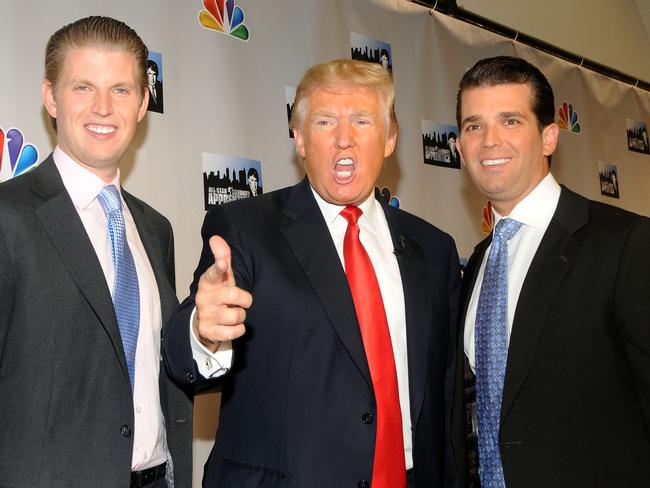 Donald Trump and his sons Eric, left, and Donald Jr. Picture: Wire Image